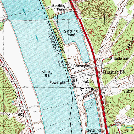 Topographic Map of Blairville Landing, OH