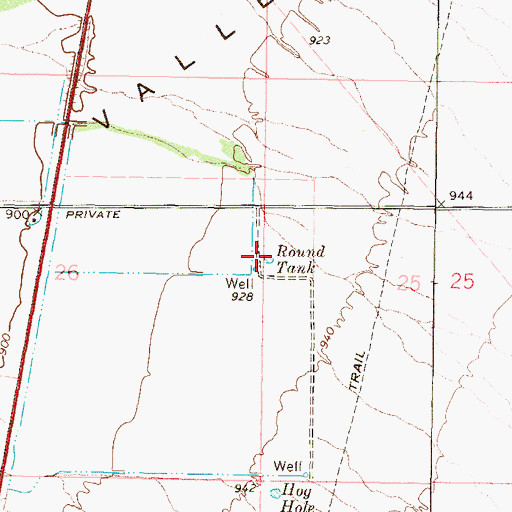 Topographic Map of Round Tank, AZ