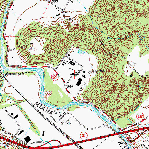 Topographic Map of Clermont County Home, OH