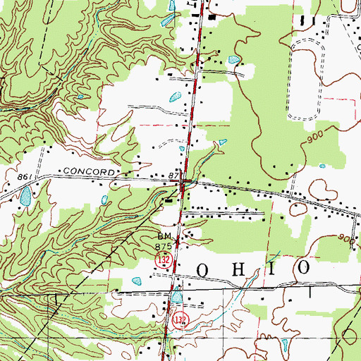 Topographic Map of Concord School (historical), OH