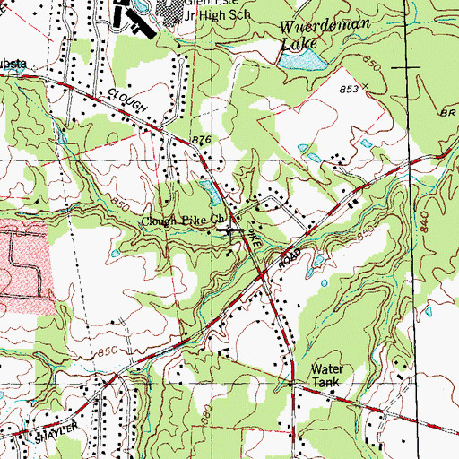 Topographic Map of Clough Pike Church, OH