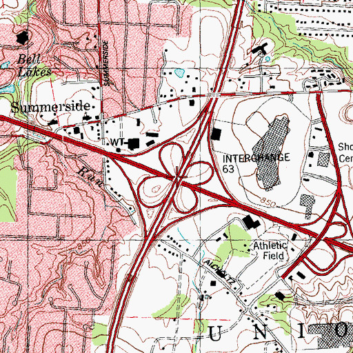 Topographic Map of Interchange 63, OH