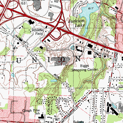 Topographic Map of Biggs Shopping Center, OH