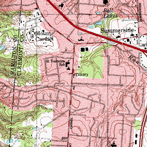 Topographic Map of Union Township Library, OH