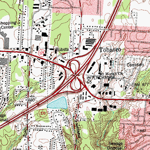 Topographic Map of Interchange 65, OH