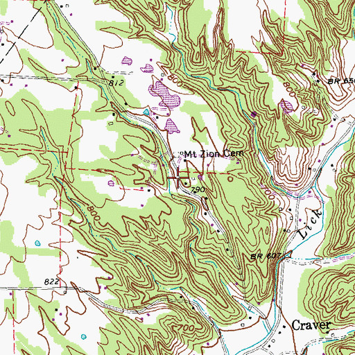 Topographic Map of Mount Zion School (historical), OH