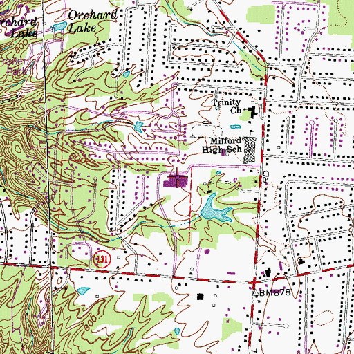 Topographic Map of Milford Junior High School, OH
