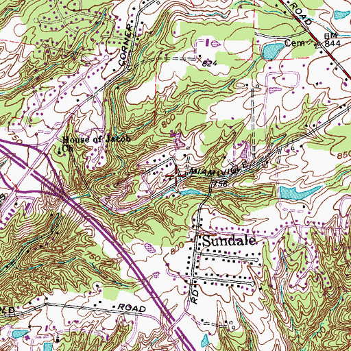 Topographic Map of Mud Run School (historical), OH