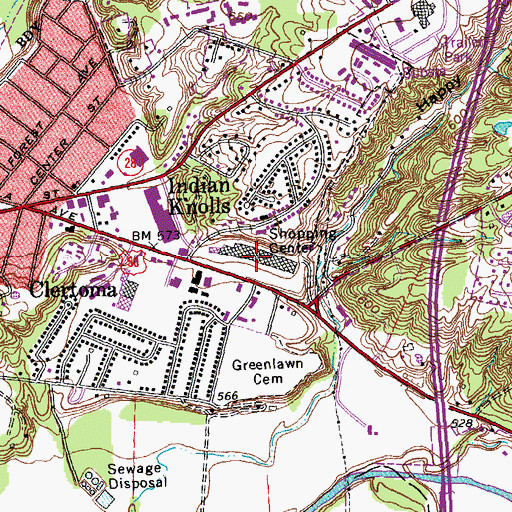 Topographic Map of Milford Shopping Center, OH