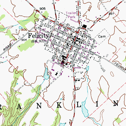 Topographic Map of Felicity-Franklin High School, OH