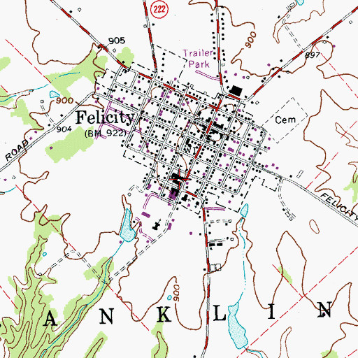 Topographic Map of Felicity-Franklin Elementary School, OH