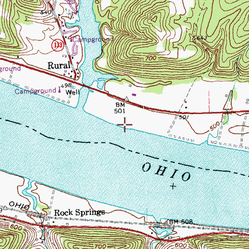 Topographic Map of Smith Landing, OH