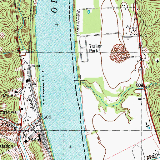 Topographic Map of Opossum Run, OH