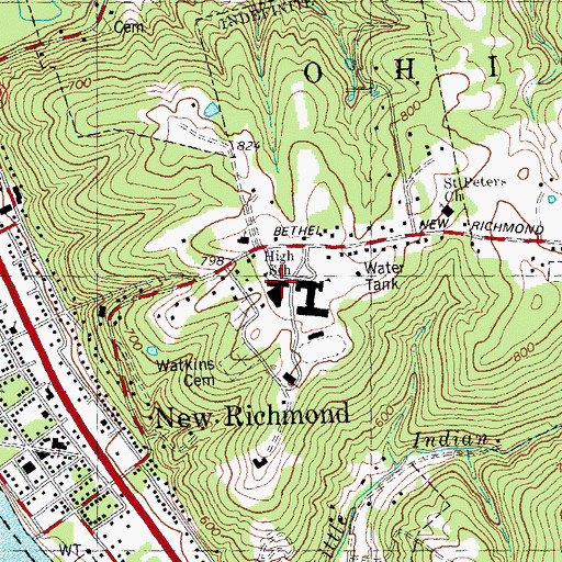 Topographic Map of New Richmond Elementary School, OH