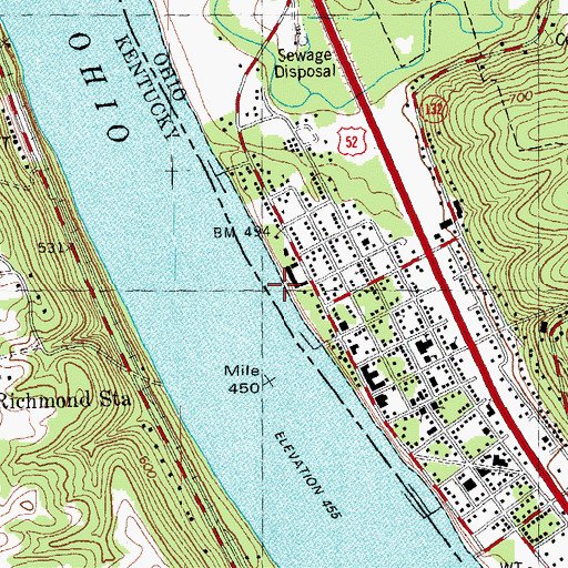 Topographic Map of New Richmond Marina, OH