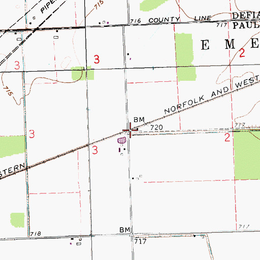 Topographic Map of Renollet (historical), OH