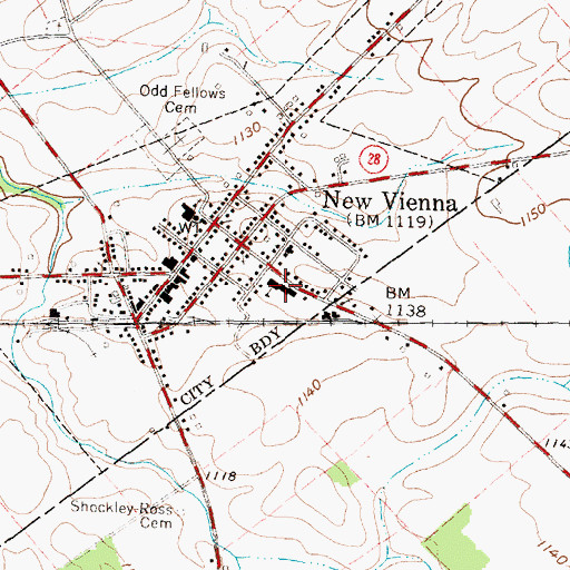 Topographic Map of New Vienna Elementary School, OH