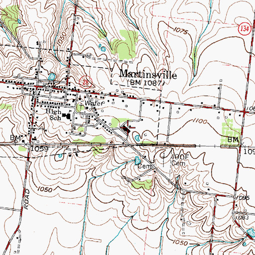 Topographic Map of Martinsville Elementary School, OH
