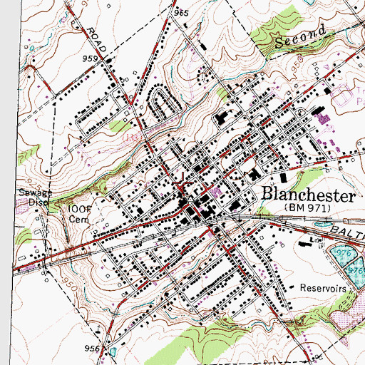 Topographic Map of Blanchester Public Library, OH
