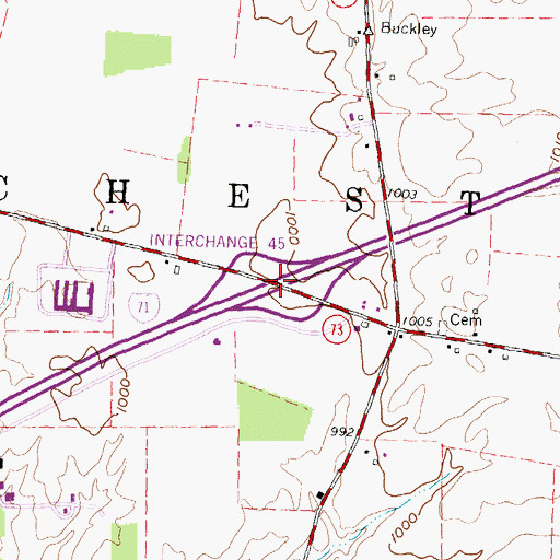 Topographic Map of Interchange 45, OH