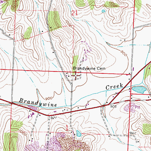 Topographic Map of Brandywine School (historical), OH