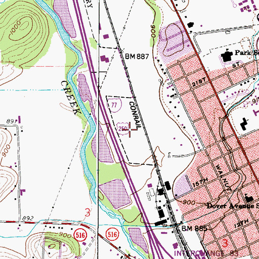 Topographic Map of Dover Industrial Park, OH