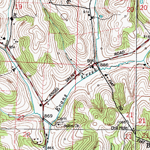 Topographic Map of Evans Creek School (historical), OH