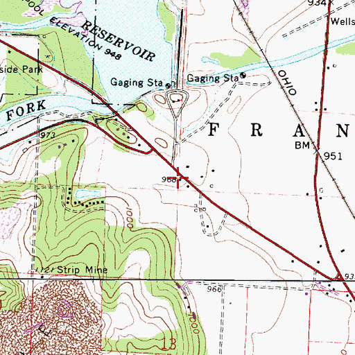 Topographic Map of Franklin School (historical), OH