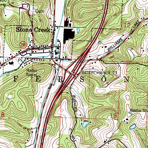 Topographic Map of Interchange 73, OH