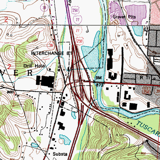 Topographic Map of Interchange 81, OH