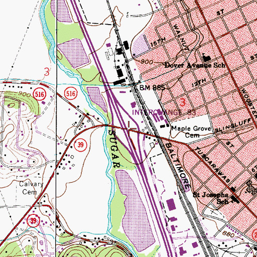Topographic Map of Interchange 83, OH