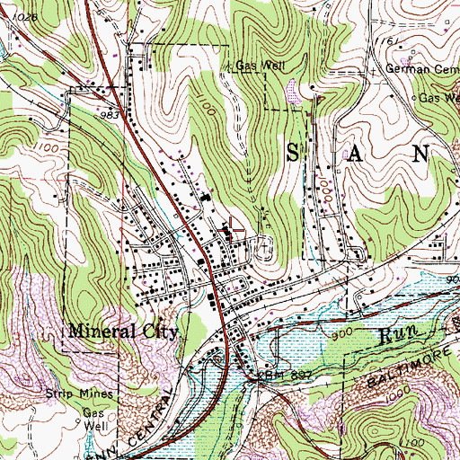 Topographic Map of Mineral City Elementary School, OH