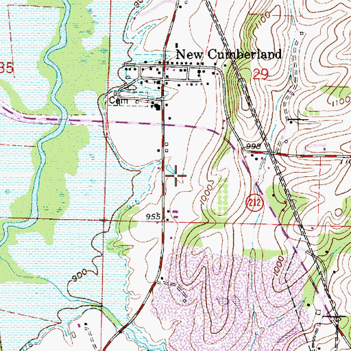 Topographic Map of New Cumberland, OH