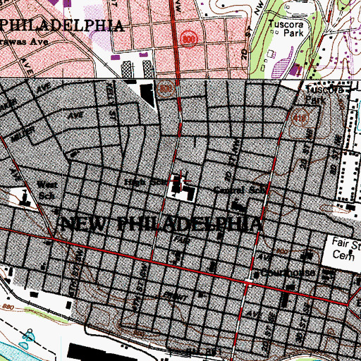 Topographic Map of New Philadelphia High School, OH