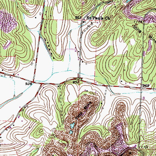 Topographic Map of Oak Grove School (historical), OH