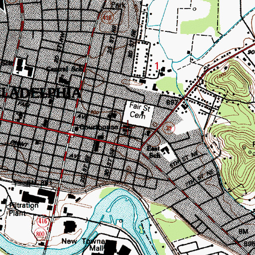 Topographic Map of Sacred Heart Catholic Church, OH