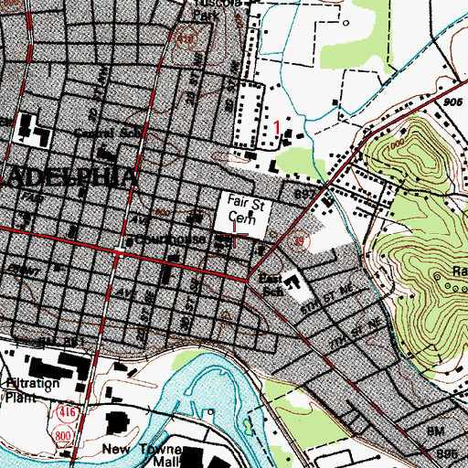 Topographic Map of Sacred Heart School, OH
