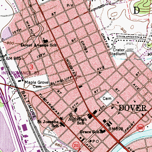 Topographic Map of Slingluff Park, OH