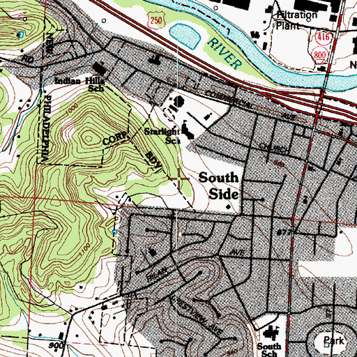 Topographic Map of Starlight School, OH