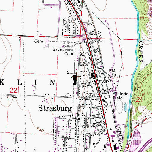 Topographic Map of Strasburg-Franklin Elementary School, OH