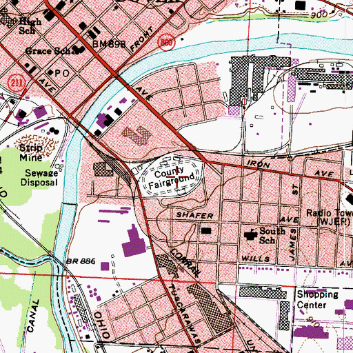 Topographic Map of Tuscarawas County Fairgrounds, OH