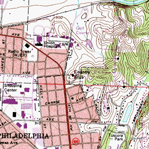 Topographic Map of Union Country Club, OH