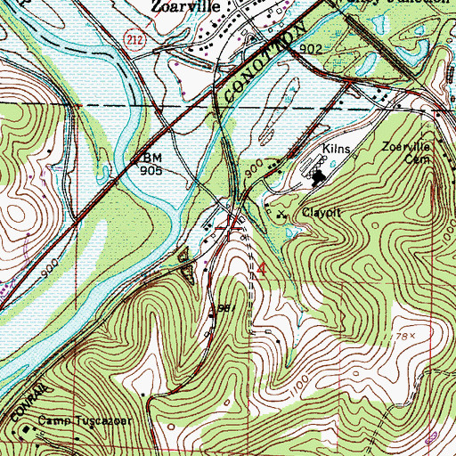 Topographic Map of Zoar Station (historical), OH