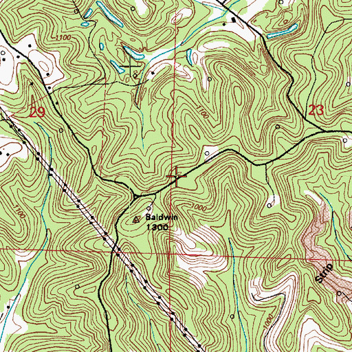 Topographic Map of Baldwin School (historical), OH