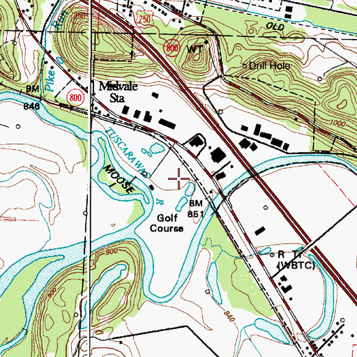 Topographic Map of Three Legs Town (historical), OH