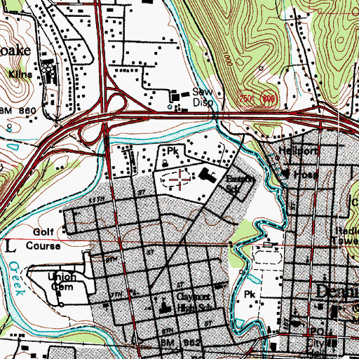 Topographic Map of Claymont Stadium, OH
