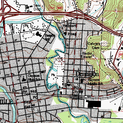 Topographic Map of Dennison Stadium, OH