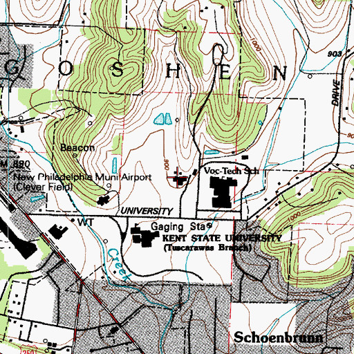 Topographic Map of Tuscarawas County Home, OH