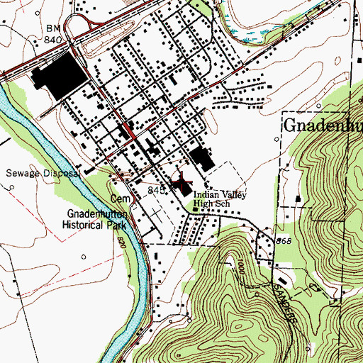 Topographic Map of Indian Valley High School, OH