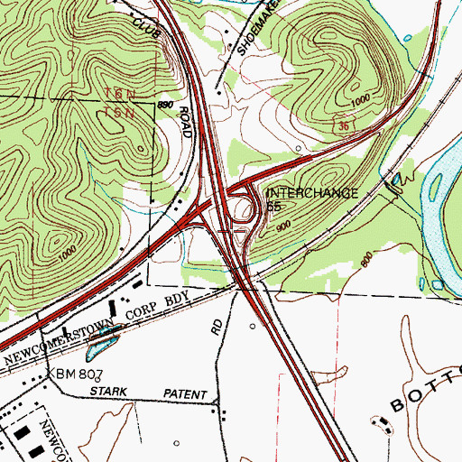 Topographic Map of Interchange 65, OH